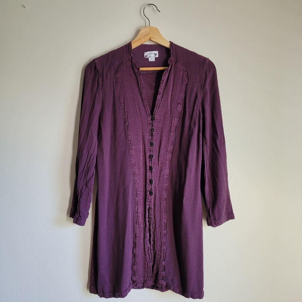 Ghost London Purple Blouse/Jacket with buttons V neck Size S
